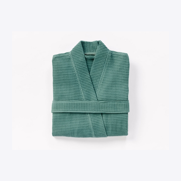 Waffle-weave or linen robe