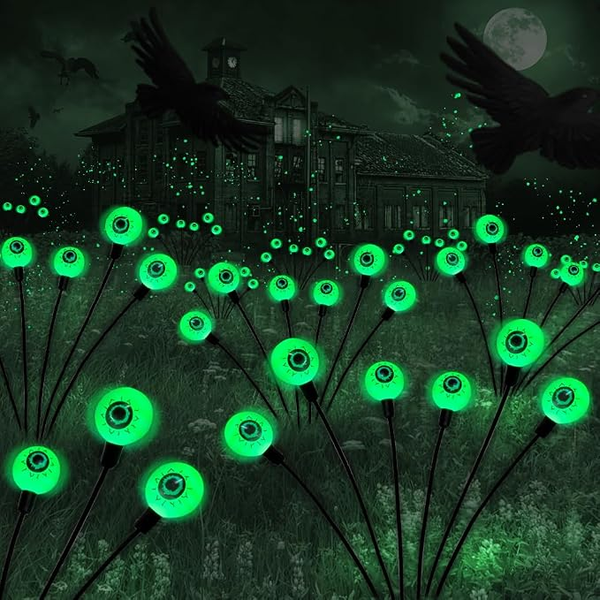 Solar-powered eyeball yard stakes