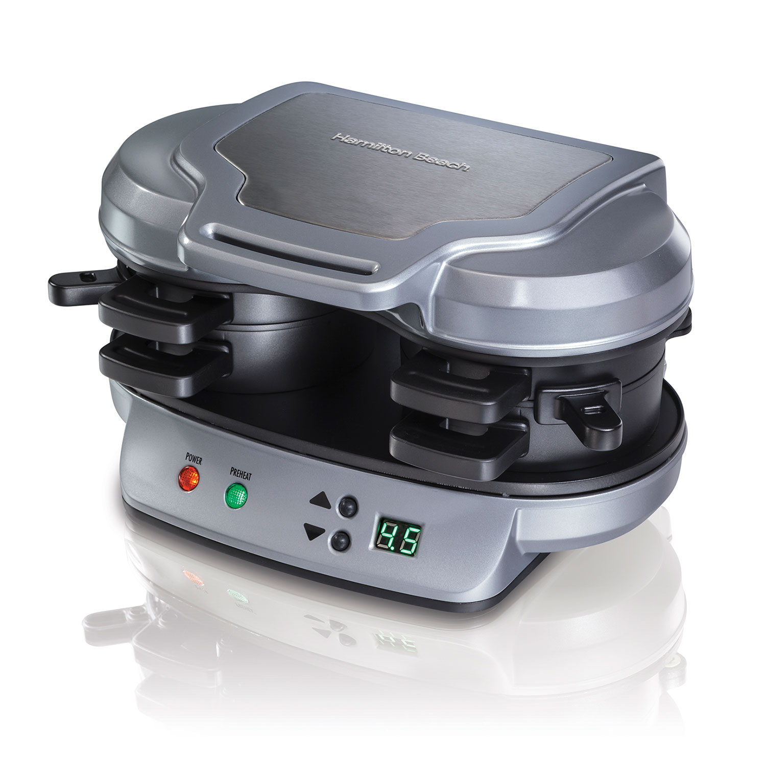 Hamilton Beach Dual Breakfast Sandwich Maker with Egg Cooker Rings and Timer
