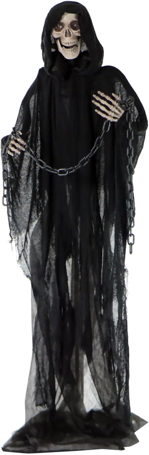 Haunted Hill Farm Life-Size Scary Grim Reaper With Chain