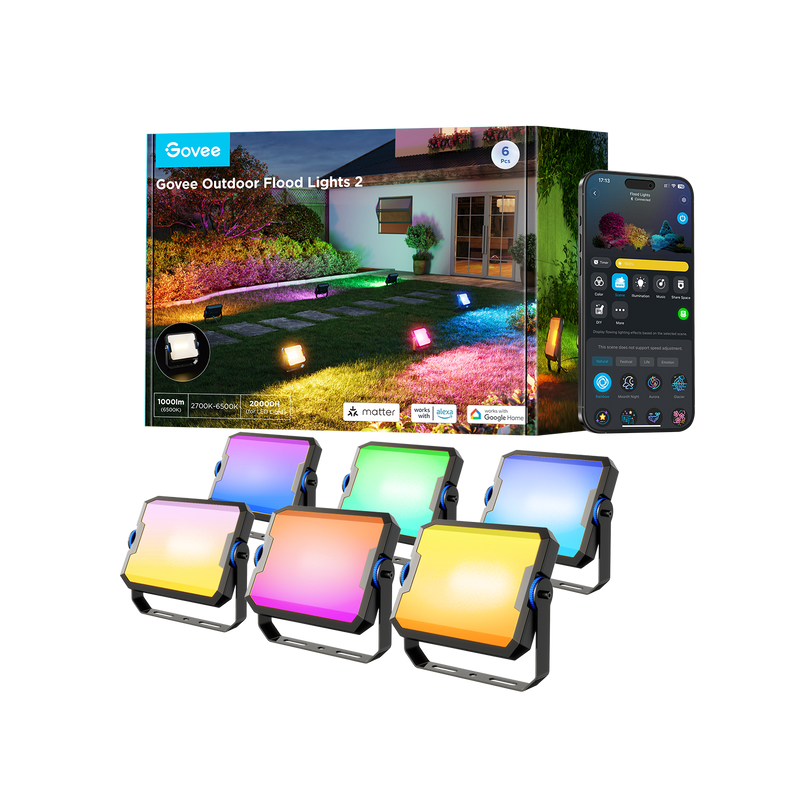 Govee Outdoor Flood Lights 2, RGBIC IP66, Wired 4 Pack