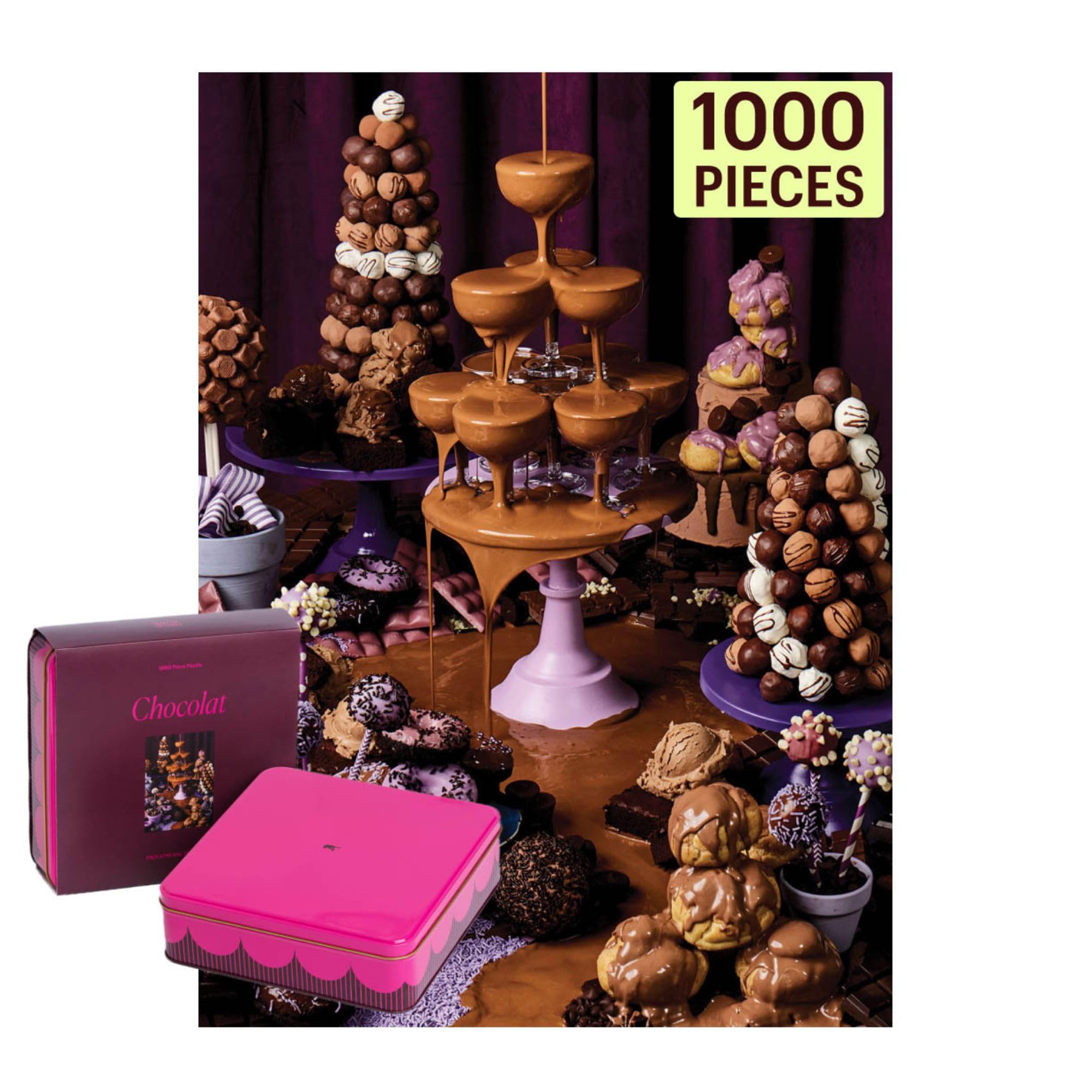 Piecework Chocolat 1000 Piece Puzzle for Adults, Challenging Chocolate Jigsaw Puzzle with Original Photography, Soft-Touch Pieces, Jigsaw Collectable and Gift - 19.25 x 26.6 inches