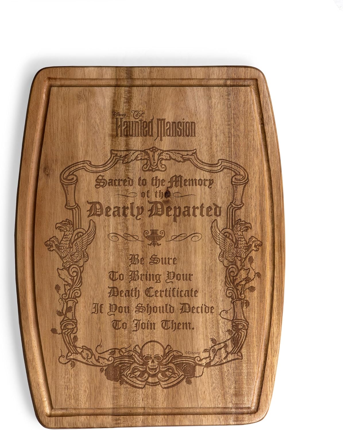 Disney Haunted Mansion Dearly Departed Ovale Acacia Cutting and Serving Board